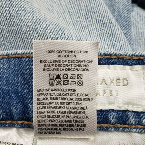 Lucky Brand Relaxed Tapered Jeans Womens 0 Distressed Fray Side Stripe Boho - Picture 9 of 9